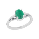 1.16 Ctw SI2/I1 Emerald And Diamond 14K White Gold Ring