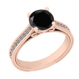2.15 Ctw I2/I3 Treated Fancy Black And White Diamond 10K Rose Gold Engagement Ring