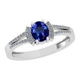 2.98 Ctw SI2/I1 Tanzanite And Diamond 14K White Gold Cocktail Ring