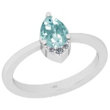 0.63 Ctw SI2/I1 Aquamarine And Diamond 14k White Gold Ring