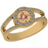 0.65 Ctw SI2/I1 Morganite And Diamond 14K Yellow Gold Vintage Style Ring