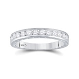 14kt White Gold Womens Round Diamond Wedding Band 1/2 Cttw