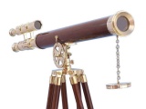 Floor Standing Solid Brass - Wood Griffith Astro Telescope 64in.