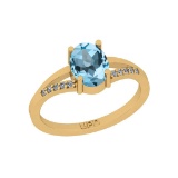 1.16 Ctw I2/I3 Blue Topaz And Diamond 10K Yellow Gold Ring