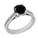 2.15 Ctw I2/I3 Treated Fancy Black And White Diamond 10K White Gold Engagement Ring
