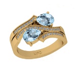 1.70 Ctw SI2/I1 Blue Topaz And Diamond 10K Yellow Gold Wedding Ring