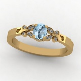 0.56 Ctw SI2/I1 Blue Topaz And Diamond 10K Yellow Gold Ring