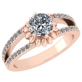 1.48 Ctw VS/SI1 Diamond 14K Rose Gold Style Flower Wedding Ring