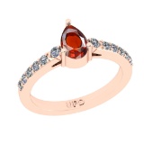 1.16 Ctw I2/I3 Garnet And Diamond 10K Rose Gold Ring