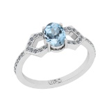 0.93 Ctw SI2/I1 Blue Topaz And Diamond 10K White Gold Ring