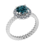 1.90 Ctw I2/I3 Treated Fancy Blue And White Diamond 10K White Gold Wedding Ring