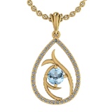 0.70 CtwSI2/I1 Blue Topaz And Diamond 14K Gold Necklace