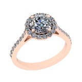 1.70 Ctw VS/SI1 Diamond 14K Rose Gold Engagement Halo Ring