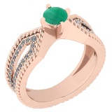 0.50 Ctw I2/I3 Emerald And Diamond 14K Rose Gold Ring