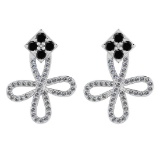 1.28 Ctw I2/I3 Treated Fancy Black And White Diamond 14K White Gold Stud Earrings