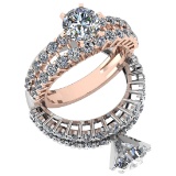 3.57 Ctw VS/SI1 Diamond 14K Rose Gold Engagement Ring