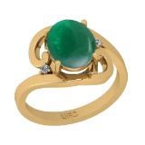 3.10 Ctw SI2/I1 Emerald And Diamond 14K Yellow Gold Vintage Style Anniversary Ring