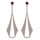 1.85 Ctw SI2/I1 Amethyst And Diamond 10k Rose Gold Dangling Earrings