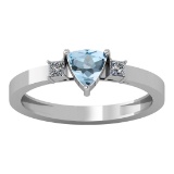 0.70 Ctw SI2/I1 Blue Topaz And Diamond 10K White Gold Ring