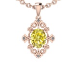 0.95 Ctw Certified Fancy Yellow And White Diamond 14K Rose Gold Pendant