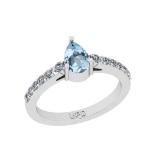 1.08 Ctw SI2/I1 Blue Topaz And Diamond 10K White Gold Ring
