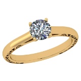 Certified Round 1.27 CTW J/VS1 Diamond Solitaire Ring In 14K Yellow Gold