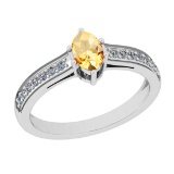 0.95 Ctw SI2/I1 Citrine And Diamond 10K White Gold Ring