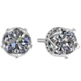 Certified 1.00 Ctw Diamond VS/SI1 18K White Gold Stud Earrings