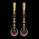 0.82 Ctw I2/I3 Garnet And Diamond 14K Yellow Gold Lever Lock Earrings