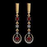 0.82 Ctw I2/I3 Garnet And Diamond 14K Yellow Gold Lever Lock Earrings