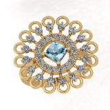 1.29 Ctw I2/I3 Blue Topaz And Diamond 10K Yellow Gold Antique Style Wedding Ring