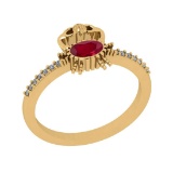 0.59 Ctw I2/I3 Ruby And Diamond Style July Birthstones 14K White Gold Ring