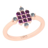 0.48 Ctw SI2/I1 Amethyst And Diamond 10k Rose Gold Cluster Promises Ring