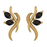 Certified 0.40 Ctw Smoky Quartz 14K Gold Stud Earrings