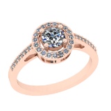 0.70 Ctw VS/SI1 Diamond 14K Rose Gold Engagement Halo Ring