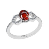 0.93 Ctw SI2/I1 Garnet And Diamond 10K White Gold Ring