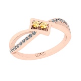 0.30 Ctw SI2/I1 Citrine And Diamond 10k Rose Gold Two Stone Wedding Ring
