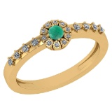 0.27 Ctw I2/I3 Emerald And Diamond 14K Yellow Gold Ring