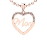 0.15 Ctw SI2/I1 Diamond 14K Rose Gold MOM Necklace