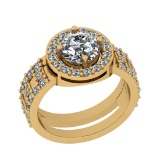 2.45 Ctw VS/SI1 Diamond 14K Yellow Gold Engagement Halo Ring