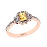 0.60 Ctw SI2/I1 Citrine And Diamond 10K Rose Gold Engagement Halo Ring