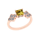 0.46 Ctw SI2/I1 Citrine And Diamond 14K Rose Gold Ring