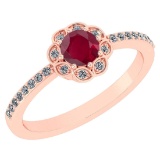 0.62 CtwSI2/I1 Ruby And Diamond 14K Rose Gold Ring