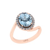 2.80 Ctw SI2/I1 Blue Topaz And Diamond 10K Rose Gold Engagement Halo Ring