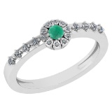 0.27 Ctw I2/I3 Emerald And Diamond 14K White Gold Ring