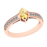 0.95 Ctw SI2/I1 Citrine And Diamond 10K Rose Gold Ring