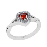 1.20 Ctw SI2/I1 Garnet And Diamond 10K White Gold Twisted Engagement Ring