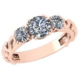 1.50 Ctw VS/SI1 Diamond 14K Rose Gold three Stone Ring