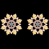 0.63 Ctw I2/I3 Citrine And Diamond 14K Rose Gold Stud Earrings