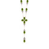10.50 Ctw SI2/I1 Peridot And Diamond 14K Rose Gold Necklace